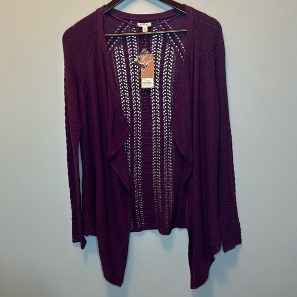 "NWT"Women's Sonoma LIfe Style Purple Open Front Lightweight Cardigan Sweater-XS
